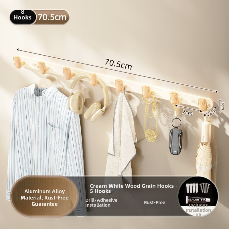 Wallte vješalica za odjeću od aluminijske legure, bez bušenja, višeredna, moderni minimalistički dizajn za hodnik, nosivost do 15 kg