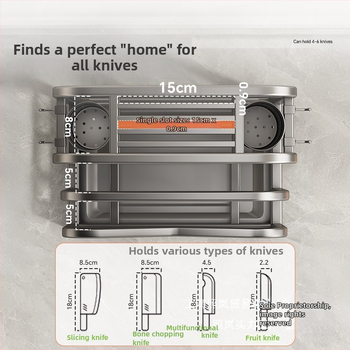 304 rozsdamentes acél konyhai késállvány integrált vágódeszka- és pálcika-tartóval — összeszerelés nélkül