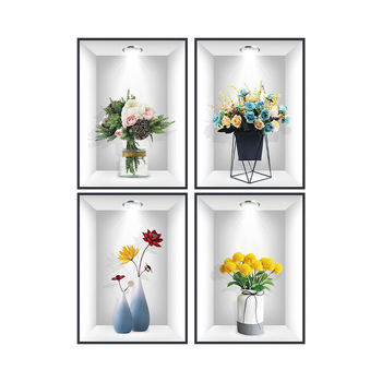 PVC стенен стикер – плосък стил, дизайн с растения и животни; комплект 2 броя; водоустойчив; подходящ за дневна, спалня, кабинет и антре