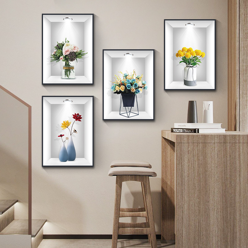 PVC стенен стикер – плосък стил, дизайн с растения и животни; комплект 2 броя; водоустойчив; подходящ за дневна, спалня, кабинет и антре