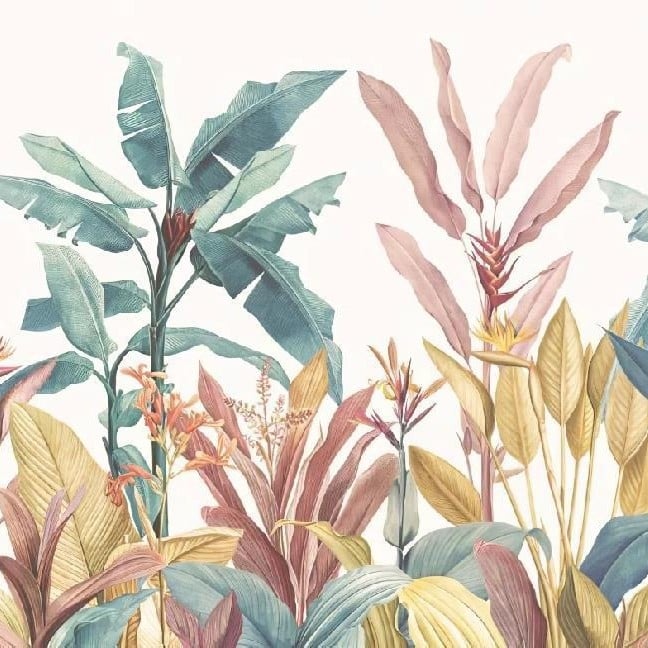 Seina tapeet-muraal: troopiline vihmamets banaanilehtedega, Kagu-Aasia stiilis, käsitsi maalitud elutoale ja söögitoale (Materjal: keemiline kiud; Funktsioon: plekikindel; Stiil: Kagu-Aasia; Artikli number: 564; Kihtide koostis: 3)