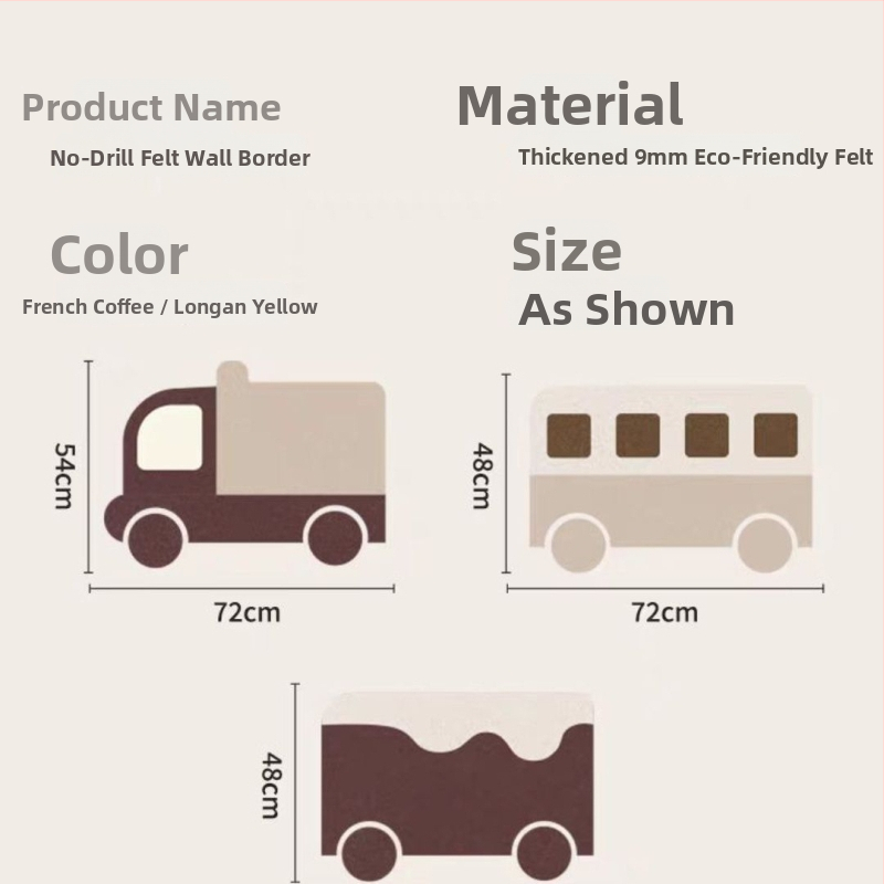 Gultņa galvas balsts ar mīkstu pārklājumu, pašlīmējošas filca sienas uzlīmes bērnu istabai – stils: karikatūra; raksts: karikatūras animācija; fona mīkstais panelis; materiāls: Cits