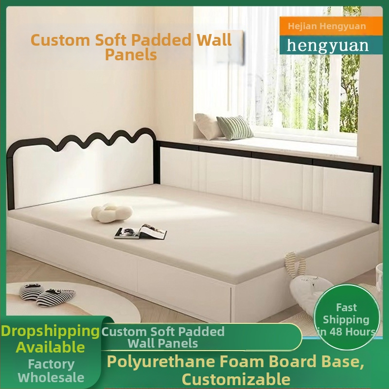 Chránič okra postele s mäkkým obalom, odolný voči poškriabaniu, samolepiace nálepky na čelo postele; jednoduchý a moderný štýl; jednoliate vzor