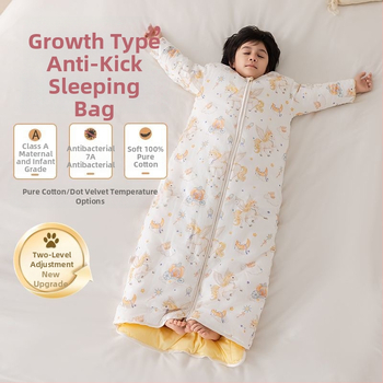 Kõigi aastaaegade laste magamiskott ja anti-kick tekike, 100% puuvillane kangas, täidis siidist ja puuvillast, 0,55–1,0 kg, stiil Cartoon soe disain