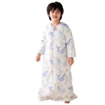 Kõigi aastaaegade laste magamiskott ja anti-kick tekike, 100% puuvillane kangas, täidis siidist ja puuvillast, 0,55–1,0 kg, stiil Cartoon soe disain