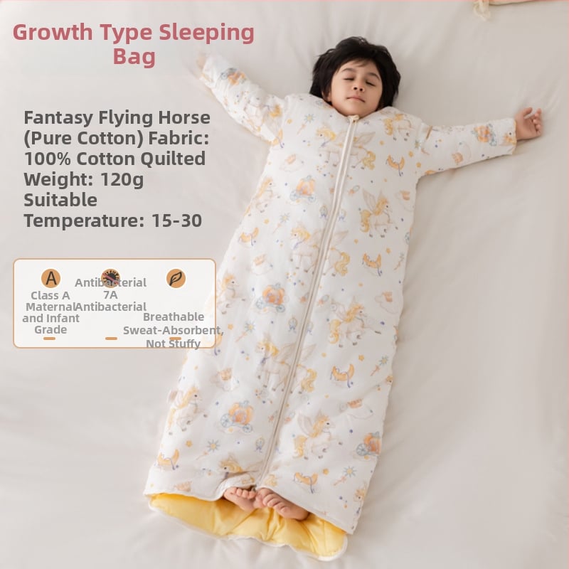 Kõigi aastaaegade laste magamiskott ja anti-kick tekike, 100% puuvillane kangas, täidis siidist ja puuvillast, 0,55–1,0 kg, stiil Cartoon soe disain