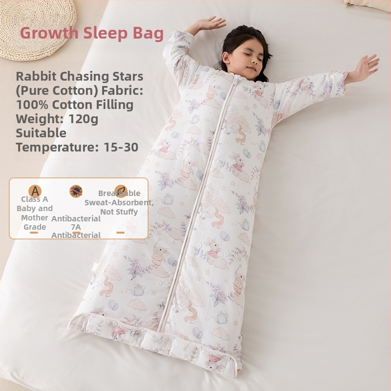 Kõigi aastaaegade laste magamiskott ja anti-kick tekike, 100% puuvillane kangas, täidis siidist ja puuvillast, 0,55–1,0 kg, stiil Cartoon soe disain
