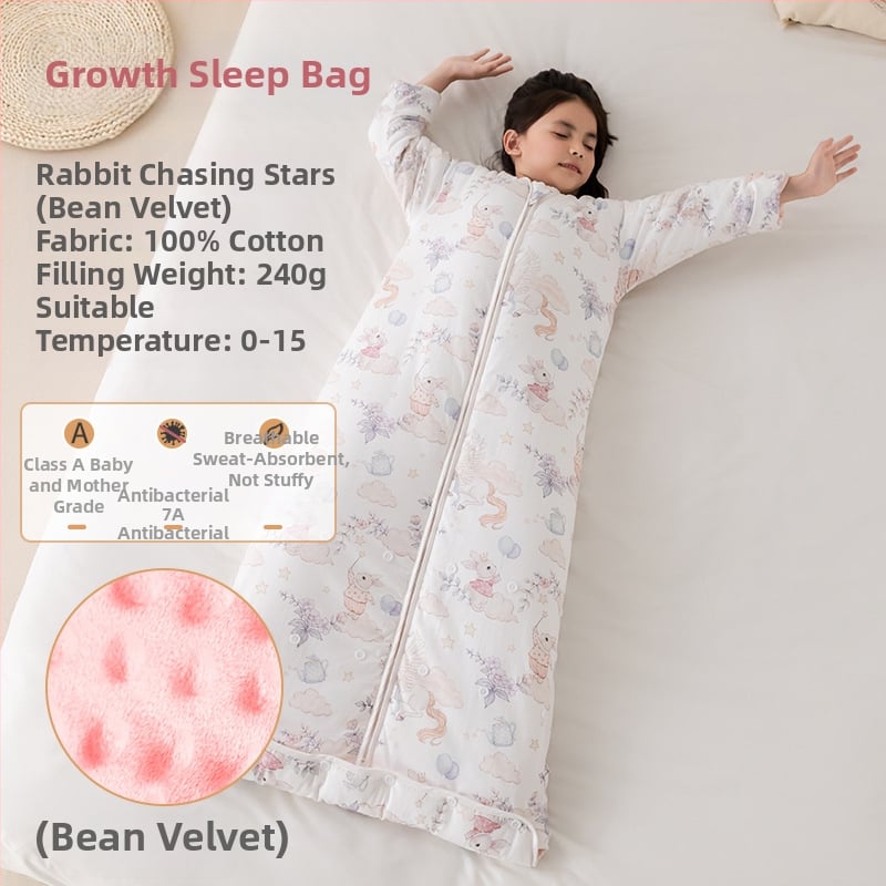 Kõigi aastaaegade laste magamiskott ja anti-kick tekike, 100% puuvillane kangas, täidis siidist ja puuvillast, 0,55–1,0 kg, stiil Cartoon soe disain