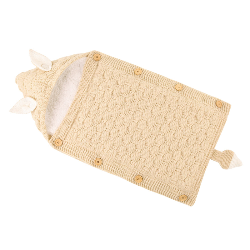 Kootud beebi magamiskott nööpidega, fliisilise voodriga, küüliku kõrvade ja sabaga – Akrüül, kuni 1 kg, 100% kangas, Täidis 22111697164, Bränd Xiao Weili