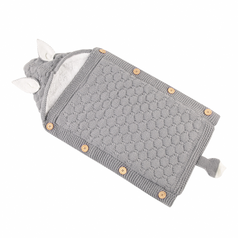 Kootud beebi magamiskott nööpidega, fliisilise voodriga, küüliku kõrvade ja sabaga – Akrüül, kuni 1 kg, 100% kangas, Täidis 22111697164, Bränd Xiao Weili