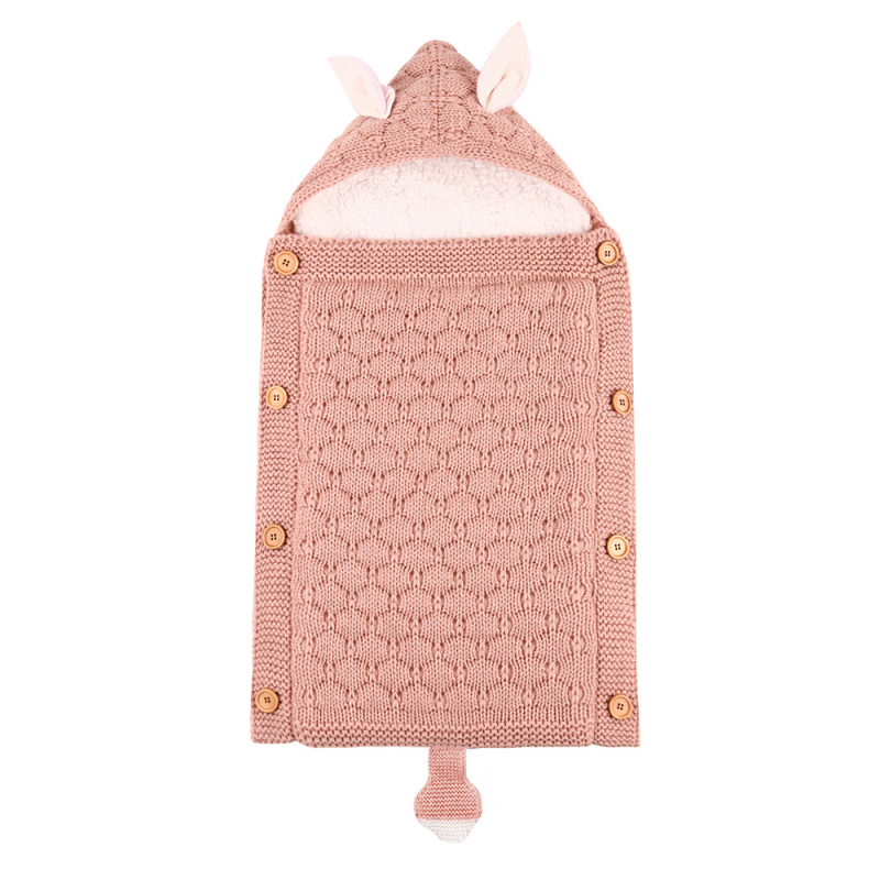 Kootud beebi magamiskott nööpidega, fliisilise voodriga, küüliku kõrvade ja sabaga – Akrüül, kuni 1 kg, 100% kangas, Täidis 22111697164, Bränd Xiao Weili