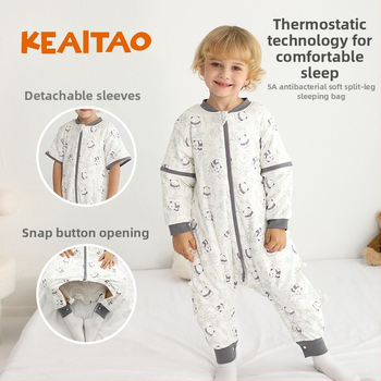 Bērnu gulēšanas somiņš ar konstanto temperatūru, kokvilnas audums (95%+), karikatūru raksts, noņemami piedurkņi, bieza dizains