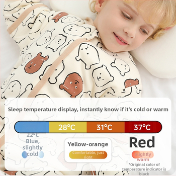 Bērnu gulēšanas somiņš ar konstanto temperatūru, kokvilnas audums (95%+), karikatūru raksts, noņemami piedurkņi, bieza dizains