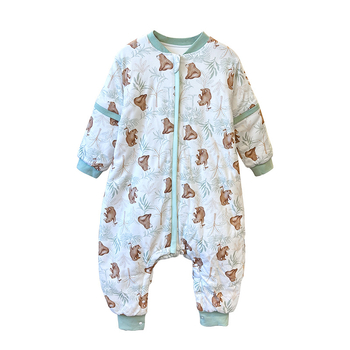 Bērnu gulēšanas somiņš ar konstanto temperatūru, kokvilnas audums (95%+), karikatūru raksts, noņemami piedurkņi, bieza dizains