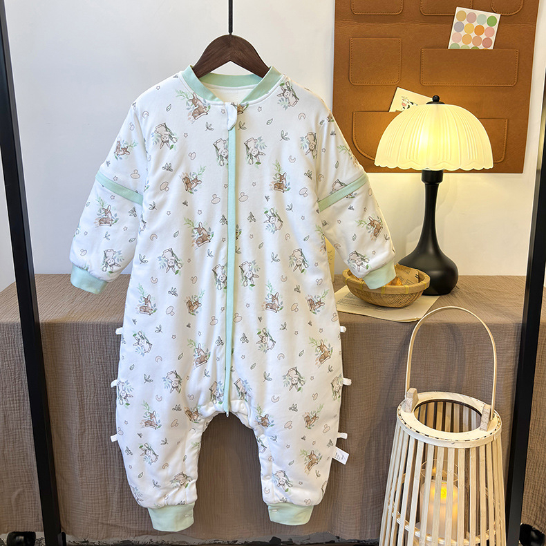 Bērnu gulēšanas somiņš ar konstanto temperatūru, kokvilnas audums (95%+), karikatūru raksts, noņemami piedurkņi, bieza dizains