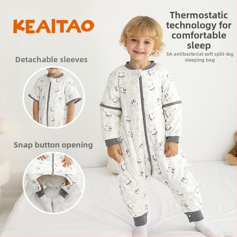 Bērnu gulēšanas somiņš ar konstanto temperatūru, kokvilnas audums (95%+), karikatūru raksts, noņemami piedurkņi, bieza dizains