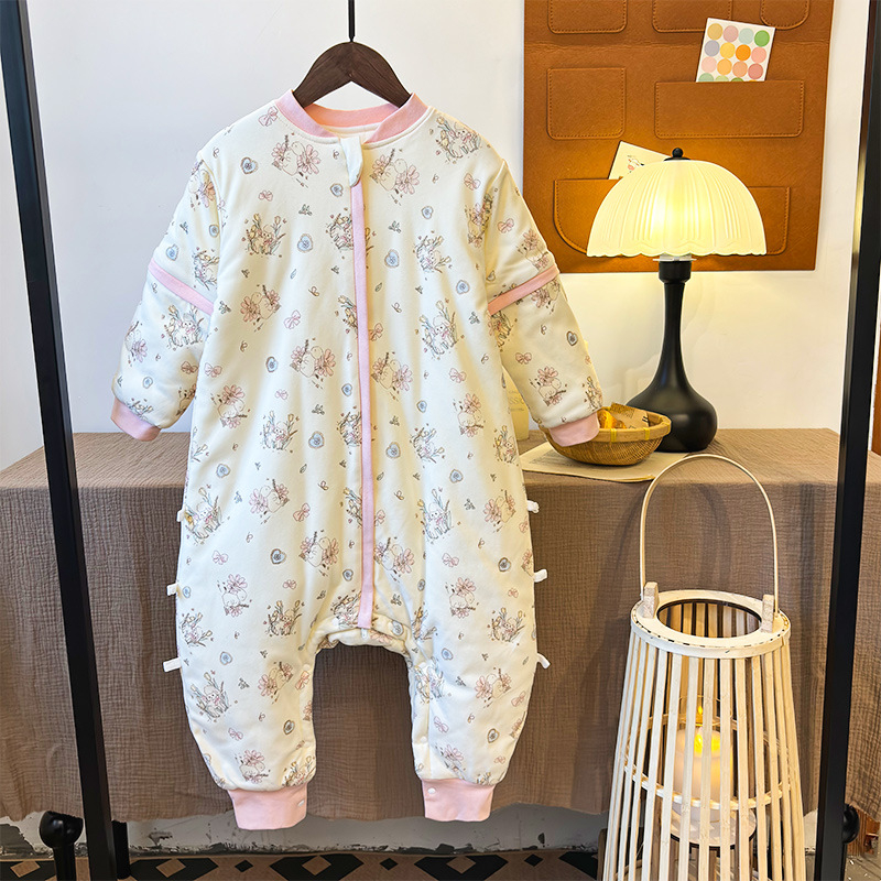 Bērnu gulēšanas somiņš ar konstanto temperatūru, kokvilnas audums (95%+), karikatūru raksts, noņemami piedurkņi, bieza dizains