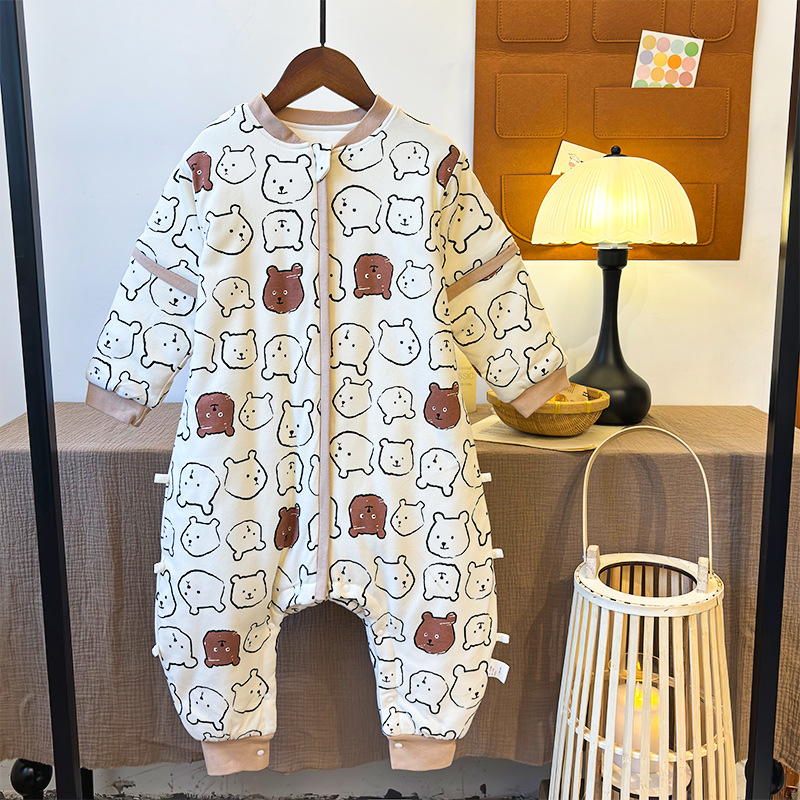 Bērnu gulēšanas somiņš ar konstanto temperatūru, kokvilnas audums (95%+), karikatūru raksts, noņemami piedurkņi, bieza dizains