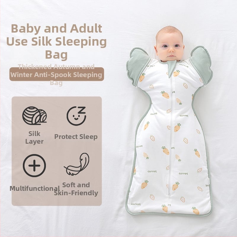 Guļammaiss zīdainim, kokona stila, kokvilnas audums ar zīda pildījumu, piemērots zīdaiņiem 0–1 gadu