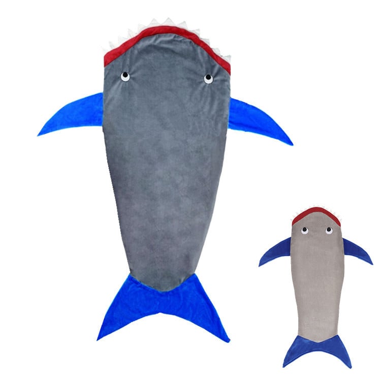 Παιδικός υπνόσακος με καρχαρία/ γοργόνα θέμα, γέμισμα φλανελ, βελούδινο ύφασμα, βάρος κάτω από 1 Jin, αντι-kick κουβέρτα