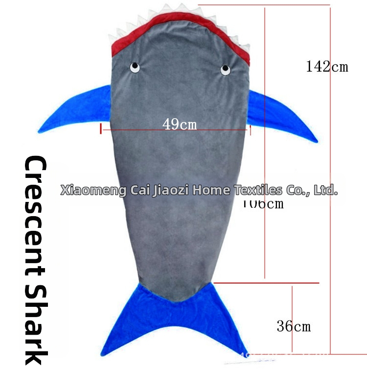 Detský spací vak s kresleným motívom žraloka/sirény, výplň z flanelu, velúr tkanina, hmotnosť pod 1 Jin, anti-kick quilt