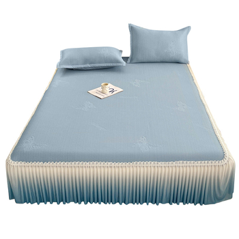 Trodijelni set za krevet s Ice Silk navlakom i čipkom za posteljinu — sklopiv, moderni minimalizam, Ice Silk + raštan matrac