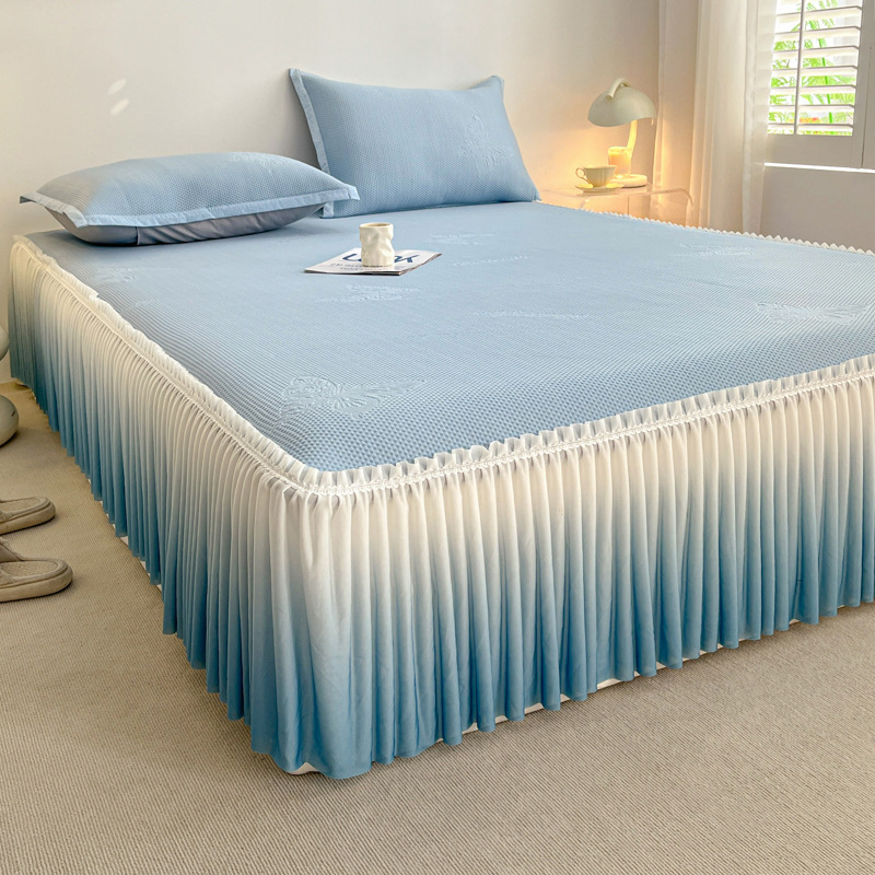 Trodijelni set za krevet s Ice Silk navlakom i čipkom za posteljinu — sklopiv, moderni minimalizam, Ice Silk + raštan matrac