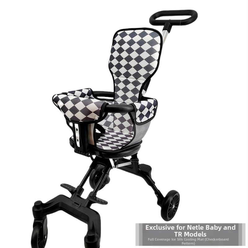 Vežimėlio sėdynės pagalvė su houndstooth modeliu, visiems metų laikams universalus, pilnas aprėpimas, storintas užpildas (medžiaga: drobė, linas)