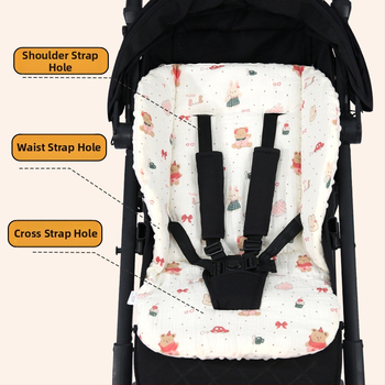 Kokvilnas sēdvieta bērnu ratiem - priekšējā puse crepe kokvilna, aizmugure mīksta auduma; piemērots 0-3 gadu vecumā