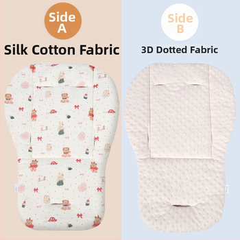 Kokvilnas sēdvieta bērnu ratiem - priekšējā puse crepe kokvilna, aizmugure mīksta auduma; piemērots 0-3 gadu vecumā