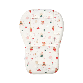 Kokvilnas sēdvieta bērnu ratiem - priekšējā puse crepe kokvilna, aizmugure mīksta auduma; piemērots 0-3 gadu vecumā