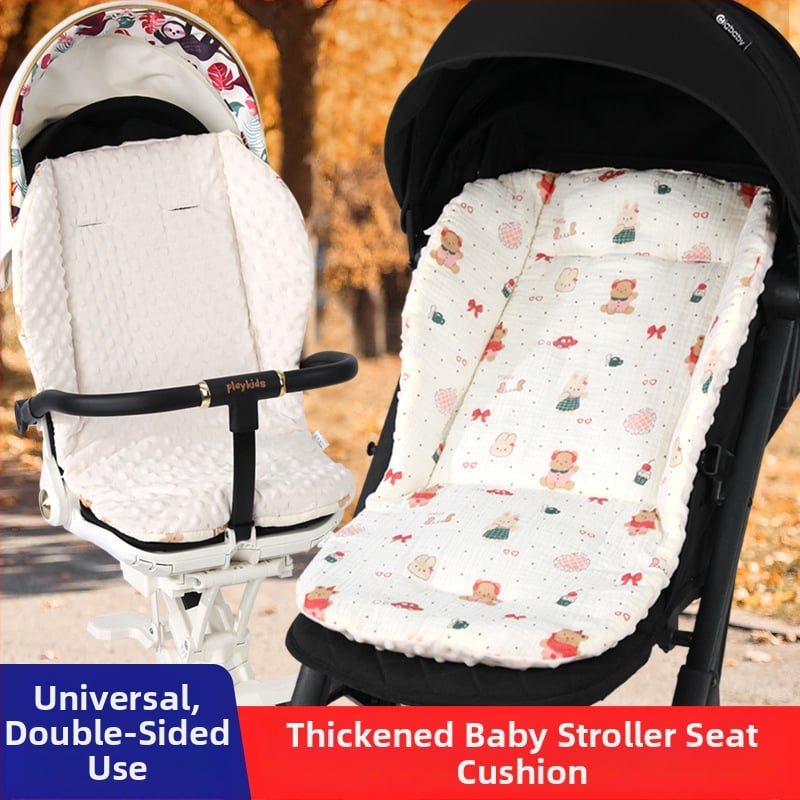 Kokvilnas sēdvieta bērnu ratiem - priekšējā puse crepe kokvilna, aizmugure mīksta auduma; piemērots 0-3 gadu vecumā