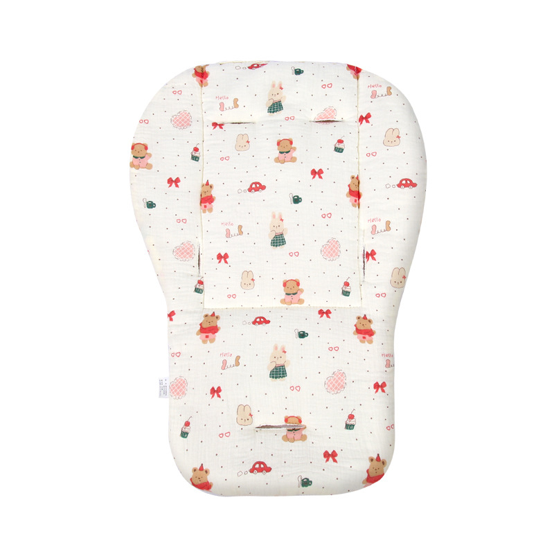 Kokvilnas sēdvieta bērnu ratiem - priekšējā puse crepe kokvilna, aizmugure mīksta auduma; piemērots 0-3 gadu vecumā