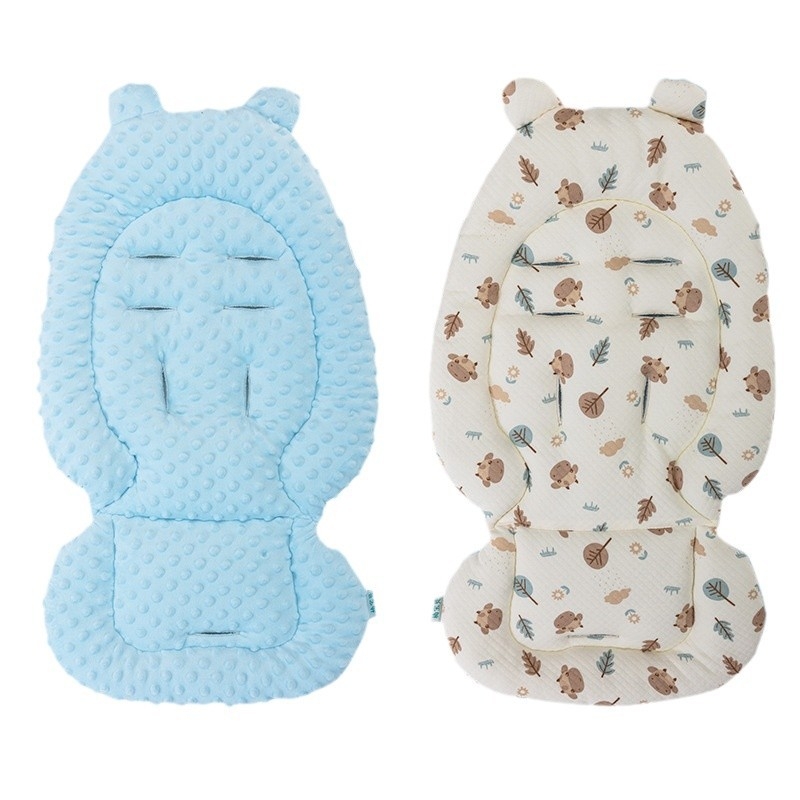 Ratiem sēdekļa spilvens – dubulā puse samts, visu sezonu, bieza silta spilvena 0–1 gadu veciem zīdaiņiem, kokvilnas materiāls