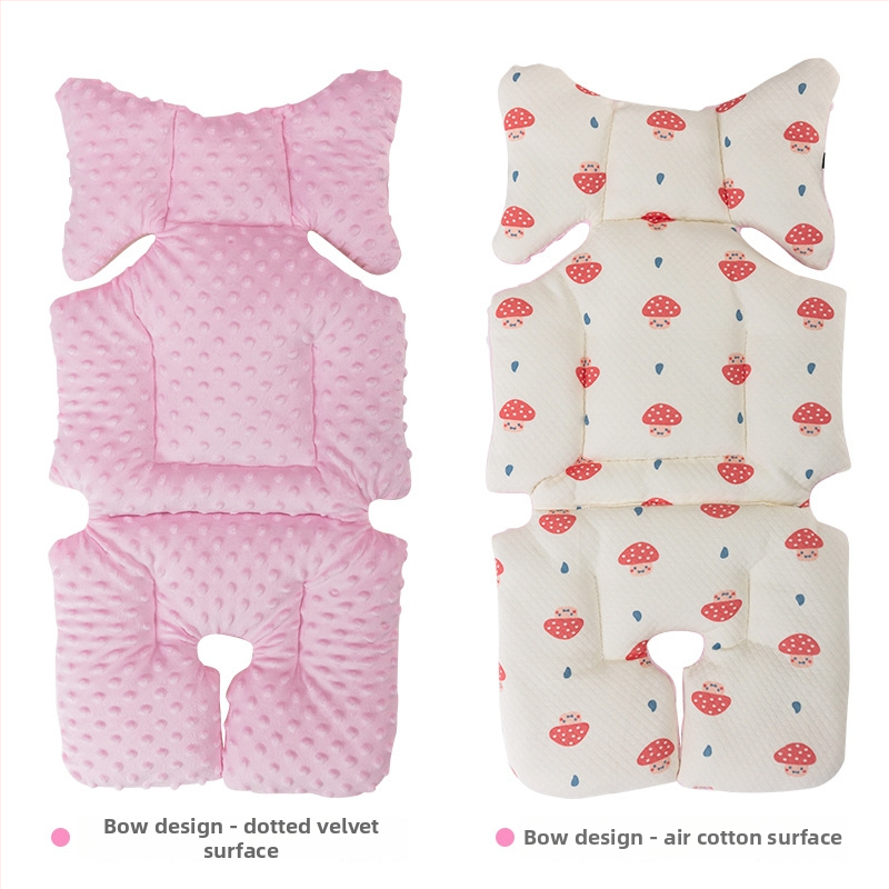 Ratiem sēdekļa spilvens – dubulā puse samts, visu sezonu, bieza silta spilvena 0–1 gadu veciem zīdaiņiem, kokvilnas materiāls