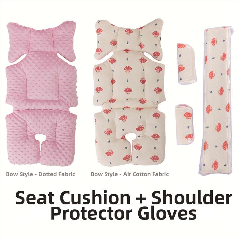 Ratiem sēdekļa spilvens – dubulā puse samts, visu sezonu, bieza silta spilvena 0–1 gadu veciem zīdaiņiem, kokvilnas materiāls