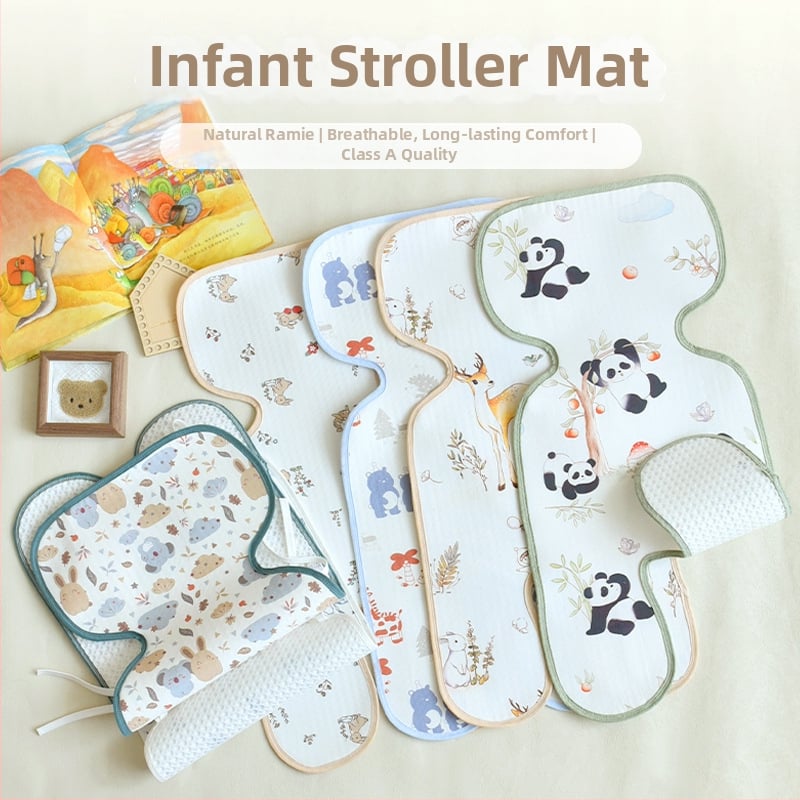 Elpojošs sēdekļa paliktnis bērnu ratiem, automašīnas sēdeklim un augstajam krēslam – 30% ramie, 70% kokvilna; piemērots vecumam 0-2 gadi