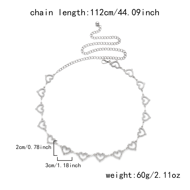 Metāla vidukļa ķēde ar tauriņa kulonu un sirds–mēness dizainu, garums 80–100 cm, viena jostas cilpa, Yinghao zīmols, 2025. gada rudens izlaidums