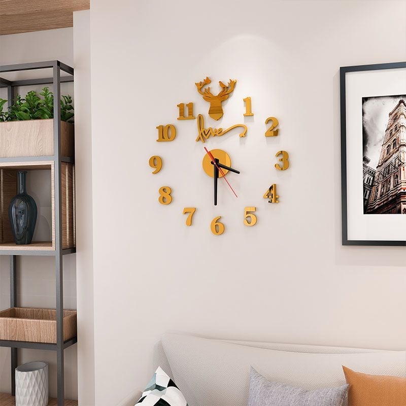 Ceas de perete în stil nordic – cadran din sticlă securizată, carcasă MDF+PVC, alimentare cu baterie uscată, mișcare Ling Xingyu