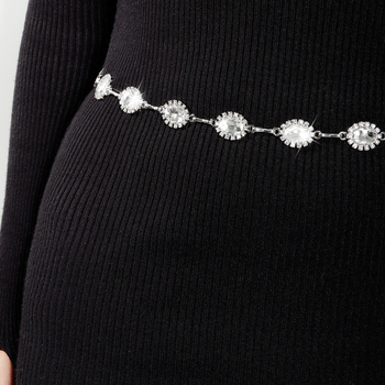 Unisex metāla vidukļa ķēde ar kristāliem, universālais stils, savienojums ar vienu cilpu