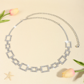 Unisex metāla vidukļa ķēde ar kristāliem, universālais stils, savienojums ar vienu cilpu