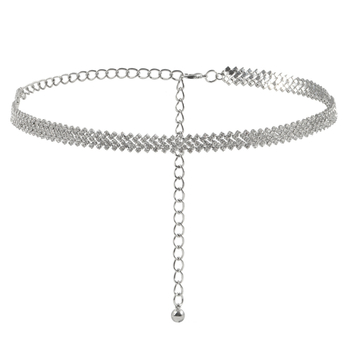 Unisex metāla vidukļa ķēde ar kristāliem, universālais stils, savienojums ar vienu cilpu