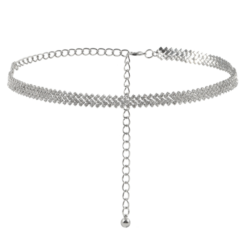 Unisex metāla vidukļa ķēde ar kristāliem, universālais stils, savienojums ar vienu cilpu