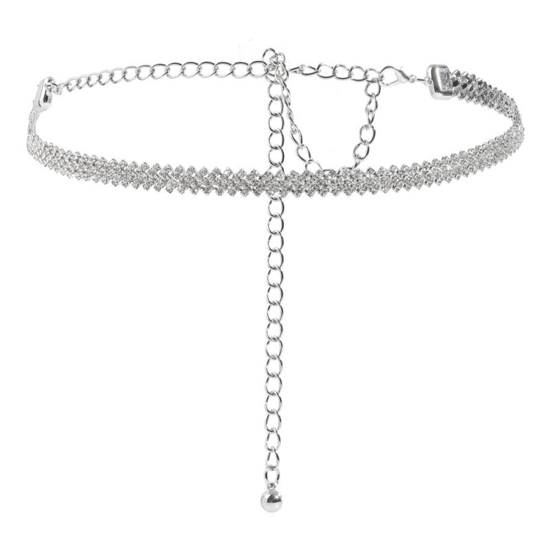 Unisex metāla vidukļa ķēde ar kristāliem, universālais stils, savienojums ar vienu cilpu