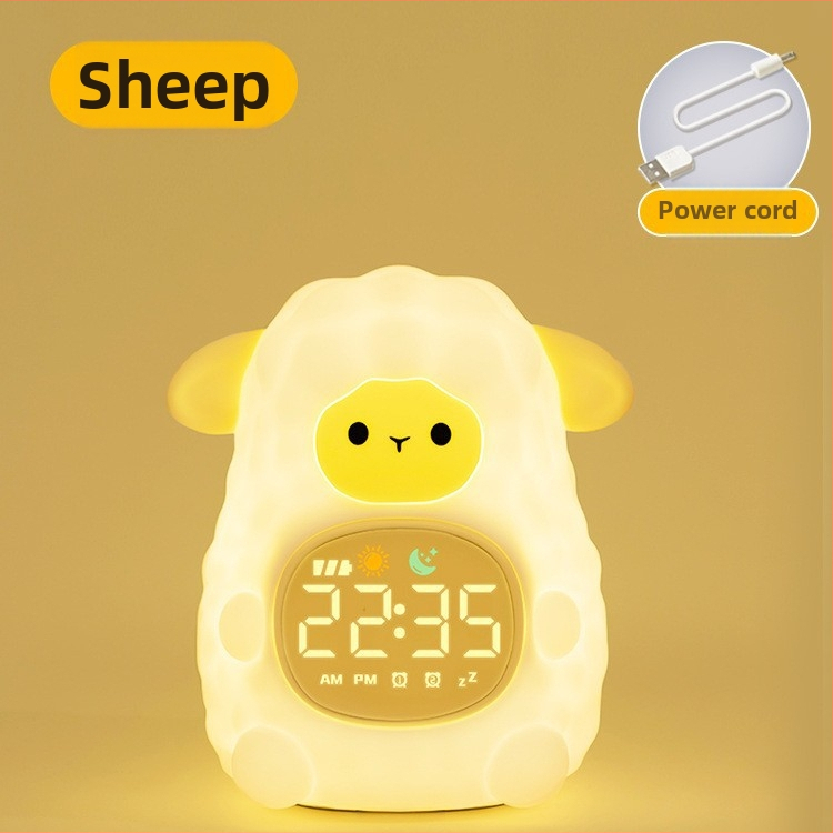 Õpilaste äratuskell koos öövalgustusega, koomilise stiiliga digitaalne kell lastele, väline toiteallikas, plastikust korpus