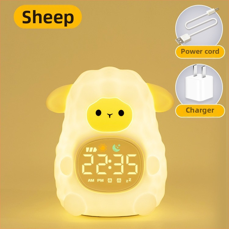 Õpilaste äratuskell koos öövalgustusega, koomilise stiiliga digitaalne kell lastele, väline toiteallikas, plastikust korpus