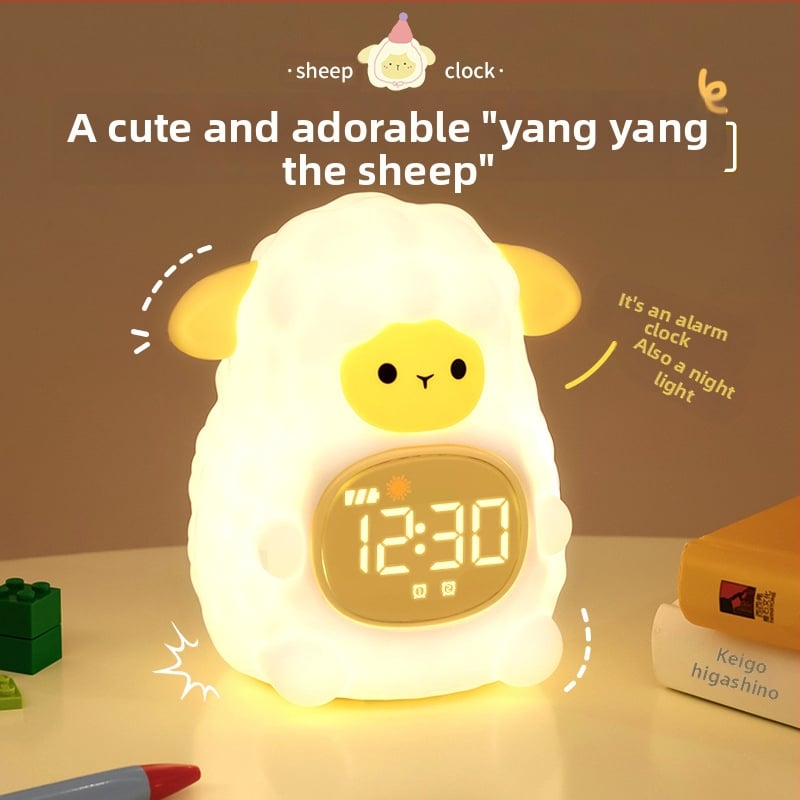 Õpilaste äratuskell koos öövalgustusega, koomilise stiiliga digitaalne kell lastele, väline toiteallikas, plastikust korpus