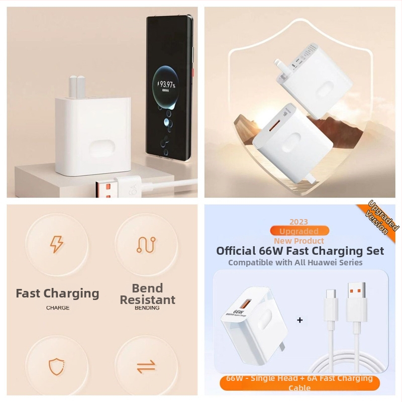 66W kõrge efektiivsusega kiirlaadija Huawei P50 Pro jaoks, 6A andmekaabel, 3C sertifikaat, toetab 40W kiirlaadimist
