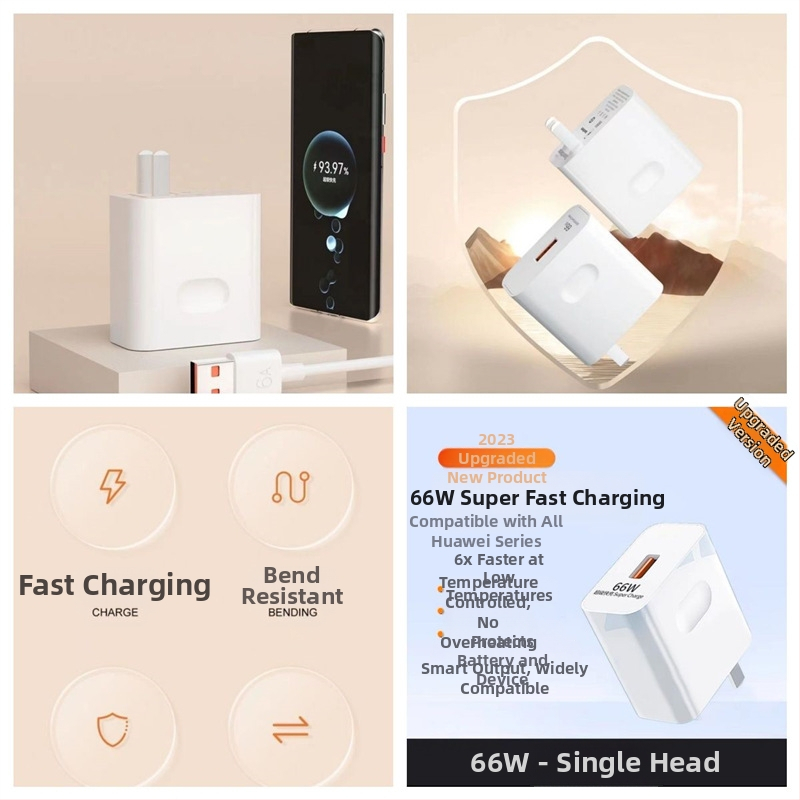 66W kõrge efektiivsusega kiirlaadija Huawei P50 Pro jaoks, 6A andmekaabel, 3C sertifikaat, toetab 40W kiirlaadimist