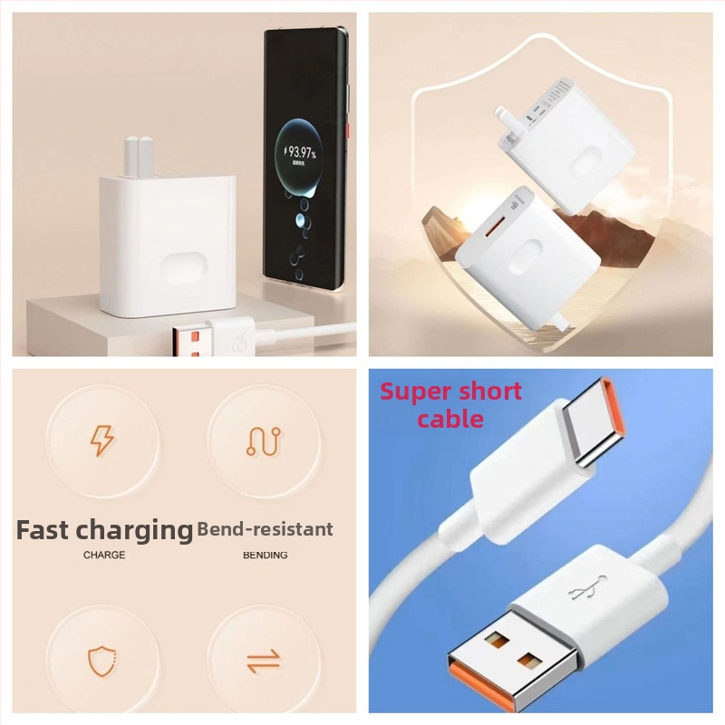 66W kõrge efektiivsusega kiirlaadija Huawei P50 Pro jaoks, 6A andmekaabel, 3C sertifikaat, toetab 40W kiirlaadimist